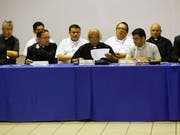 Kardinal Leopoldo Brenes (M) liest die gemeinsame Erklärung zur Beendigung der Gewalt in Nicaragua vor. (Bild: KEYSTONE/AP/ALFREDO ZUNIGA)