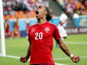 Mit seinem Tor bescherte er Dänemark gegen Peru einen glückhaften 1:0-Sieg: Yussuf Poulsen (Bild: KEYSTONE/EPA/ERIK S. LESSER)