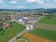 Blick von Süden her auf den sanierten Breite-Kreisel. (Bild: Olaf Kühne)