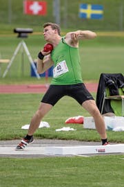 Fabian Steffen hat beim Kugelstossen noch Luft nach oben. (Bild: Hanspeter Roos)