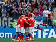 Das russische Nationalteam schoss sich mit einem 5:0 gegen Saudi-Arabien zurück in die Herzen der heimischen Fans (Bild: KEYSTONE/AP/HASSAN AMMAR)