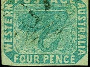 Die australische Briefmarke "Kopfstehender Schwan" ist in Zürich für 314'000 Franken versteigert worden. (Bild: Auktionshaus Corinphila)