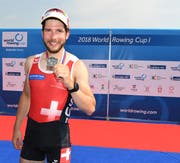Michael Schmid war am Samstag nach dem Ruder-Weltcup in Belgrad sichtlich erleichtert. Bild: PD/Detlev Seyb