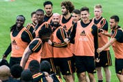 Die Belgische Mannschaft beim Training am 1. Juni. (Keystone)