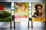 Das Plakat zur Kampagne der Alternative-die Grünen. Die Partei legt ihr Wahlbudget und die Interessenbindungen offen. (Bild: Stefan Kaiser (Zug, 18. Juni 2018))