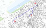 Auf der Libellen- und Weggismattstrasse in der Stadt Luzern gilt ab dem 25. Juni ein Fahrverbot. (Grafik: PD)