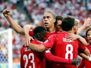 Jubeln die dänischen Spieler auch gegen Australien? (Bild: KEYSTONE/EPA/ERIK S. LESSER)