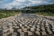 Wo die Kleine Emme in die Reuss mündet, bieten Steinbrocken ideale Laichplätze für Fische. Bild: Dominik Wunderli (Emmen, 21. Juni 2018)