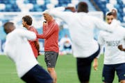 Nachdenklicher Nationalcoach: Vladimir Petkovic im Abschlusstraining. (Bild: Laurent Gilliéron/Keystone (Kaliningrad, 21. Juni 2018))