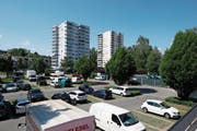 Der Kanton will das Areal bei der Stadtbahnhaltestelle Zythus in Hünenberg See überbauen. Bild: Stefan Kaiser (8. Mai 2018)