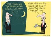 Weniger lang arbeiten, dafür viele Schönes unternehmen - genau so muss es sein. (Zeichnung: Tom Werner)