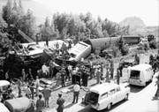 Am 24. Juni 1968 kollidierte ein Sonderzug mit 270 Passagieren mit einem Güterzug – dabei starben zwölf Menschen. (Bild: Philippe Schmid, Médiathèque Vailais)