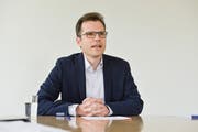 Dominik Diezi bei der Bekanntgabe seiner Kandidatur für das Präsidium der Stadt Arbon. (Bild: Donato Caspari)