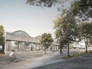 So wird die Berner Schwimmhalle gemäss einer Visualisierung der Architekten aussehen. (Bild: Armon Semadeni Architekten)