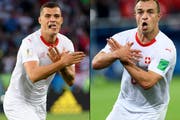 Lösten eine grosse Kontroverse mit ihrem Jubel gegen Serbien aus: die Schweizer Nationalspieler Granit Xhaka und Xherdan Shaqiri.