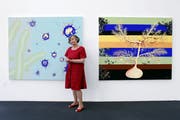 Ihr Interesse an der Physik schlägt sich in ihren Arbeiten nieder: die Zuger Künstlerin Margrit Fischer-Hotz. (Bild: Werner Schelbert, 22. Juni 2018)