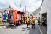 Die Feuerwehr im Einsatz am Montagmittag. (Bild: Feuerwehr Stadt Luzern)
