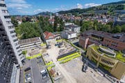 Blick auf die Grossbaustelle im Areal des Kantonsspitals. Im Bild der Teil, auf dem das Haus 07A entsteht. (Bild: Michel Canonica)