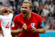 Harry Kane feiert sein Tor im Spiel gegen Tunesien. (Bild: Francis R. Malasig/EPA)