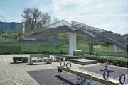 Neu mit Rampe: Die Fussgänger-Passerelle am Oberstockenweg beim Bahnhof Bruggen wird velotauglich gemacht. (Visualisierung: PD)