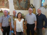 Der Vorstand Freundeskreis St. Iddaburg (von links): Othmar Gerschwiler, Kassier, Pater Walter Strassmann, Monika Messmer, Aktuarin, Hans Steuble, Präsident, und Andreas Faust, Vizepräsident. (Bild: PD)