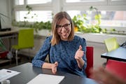 Céline Dori, Präsidentin des Trägervereins Integration Schwerhörige und Gehörlose. Bilder: Corinne Glanzmann (Luzern, 22. Juni 2018)