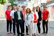 Barbara Dätwyler, Walter Hugentobler, Turi Schallenberg , Cornelia Komposch, Sonja Wiesmann, Edith Graf-Litscher, Nina Schläfli und Beat Schenk. (Bild: Donato Caspari)