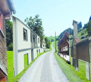 In Krinau werden Fassaden zwei Wochen lang zur Projektionsfläche für Kunst. Dafür soll der Verein «Kunsthallen Toggenburg» 12'000 Franken erhalten. (Visualisierung: PD)