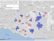 In Lausanne kann es nachts ganz schön laut sein. Die Lärm-Hotspots sind rot markiert. Dort klagen die Bewohner auch über mehr Schläfrigkeit tagsüber. In den blauen Zonen liegt die Schläfrigkeit tief. (Bild: ETH Lausanne)