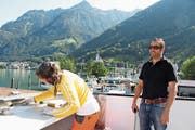 Matthias Steinegger beim Besuch auf der «Baustelle Wilhelm Tell». (Bild: Bruno Arnold (Flüelen, 30. Mai 2018))