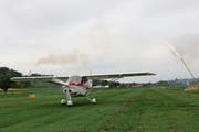 Die Lightwing AC4 an ihrem feierlichen Empfang auf dem Flugplatz Beromünster. (Bild: PD (3. Mai 2018))