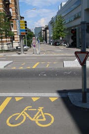 Die Velofurt an der Geltenwilenstrasse. (Bild: Reto Voneschen)
