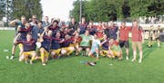 Die Horwer feiern den Einzug in die Aufstiegsrunde. (Bild: Michael Wyss (Emmenbrücke, 2. Juni 2018))