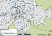 Wanderung des Bären M29. (Grafik: KORA)