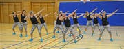 Die Team-Aerobic-Gruppe des STV Gams zeigte an der öffentlichen Vorführung, dass sie für die Kantonalen Vereinsmeisterschaften bereit sind. (Bild: PD)