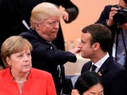 US-Präsident Donald Trump und Frankreichs Präsident Emannuel Macron am G20-Gipfel in Hamburg im Juli 2017. (Bild: KEYSTONE/AP FILES/MARKUS SCHREIBER)