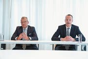 Heinz Tännler (links) und Stephan Schleiss können erneut antreten. (Bild: Maria Schmid (Zug, 26. Januar 2018))