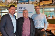 Raphael Frei, Kantonalparteipräsident, Jack Rhyner, Verwaltungsratspräsident Raststätte Rheintal AG, und Christian Lippuner, Präsident der FDP Werdenberg (von links). (Bild: Adi Lippuner)