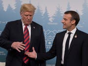 US-Präsident Donald Trump und Frankreichs Staatschef Emmanuel Macron beim Treffen am G7-Gipfel in Kanada. (Bild: KEYSTONE/EPA/IAN LANGSDON)