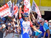 Der Walliser Steve Morabito gewinnt die Schweizer Strassen-Meisterschaften in Schneisingen (Bild: KEYSTONE/WALTER BIERI)