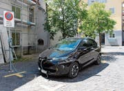 Das neue Elektroauto befindet sich auf dem Mobility-Parkplatz beim Balmerhaus. (Bild: Carmen Kaufmann)