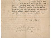 Gut erhalten: Brief mit der Unterschrift des Reformators Martin Luther (1483-1546). (Bild: KEYSTONE/AP RR Auction)