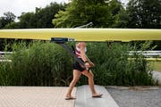 Die Ruderer sind da: Jeannine Gmelin nach dem Training. (Bild: Alexandra Wey/Keystone (Luzern, 11. Juni 2018))