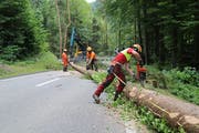 Wegen des Geländes geht es nicht anders: Arbeiten finden auf der Strasse statt, diese muss zeitweise gesperrt werden. (Bild: Martin Rechsteiner)