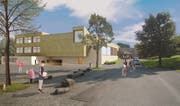 So soll das neue Schulhaus im Herbst 2019 aussehen. (Bild: Plan B Architekten)