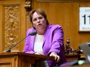 Falls die EU auf Konfrontation mit der Schweiz geht, will SVP-Vizepräsidentin Magdalena Martullo-Blocher auch Sanktionen bereithaben. (Bild: KEYSTONE/ANTHONY ANEX)