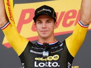Dylan Groenewegen, tags zuvor Sieger in Chartres, sprintet auch in Amiens zum Sieg (Bild: KEYSTONE/EPA/SEBASTIEN NOGIER)