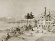 Die Pension Tivoli am rechten Seeufer, die später dem Hotel Tivoli Platz machte. (Bild Stadtarchiv Luzern)