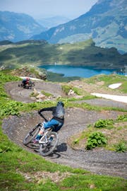 Am Samstag und Sonntag wurde der neue Bike Trail vom Jochpass nach Trübsee offiziell eröffnet. (Bilder Roger Gruetter, Engelberg, 14. Juli 2018)