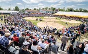 Die Arena des 113. Thurgauer Kantonalen Schwingfests in Lengwil. (Bild: Reto Martin, 29.April 2018)